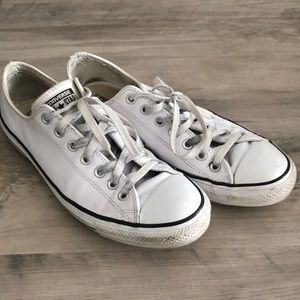 White Leather Converse (Mens 9 / Womens 11)